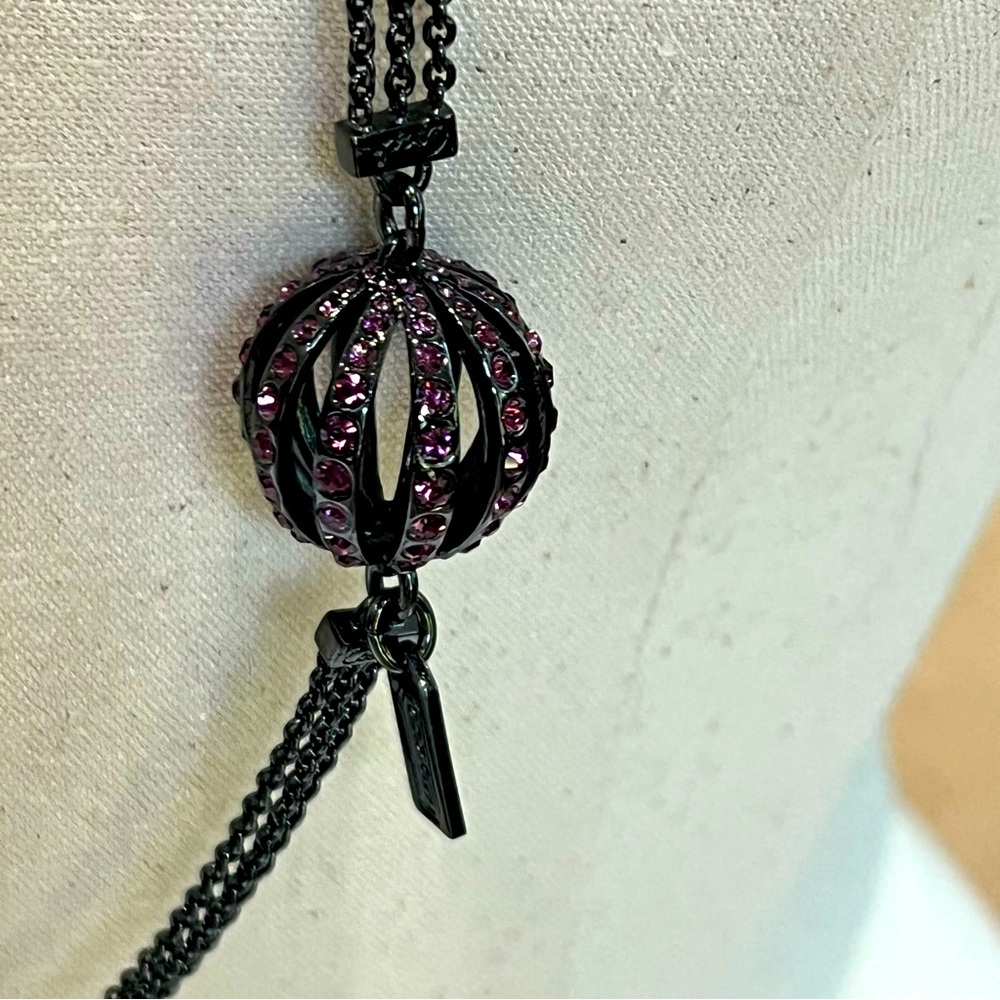 NWT Coach Cage Station Pave Crystal Nevklace - Picture 7 of 15